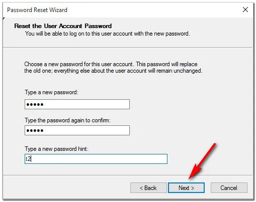 Type a new password