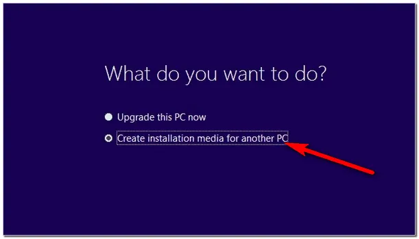 Create installation media for another PC