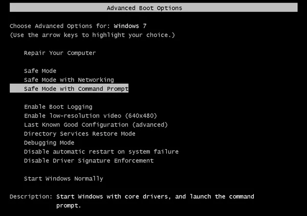 command prompt in safe mode