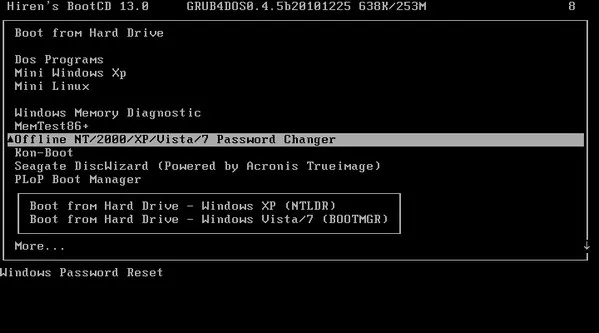 bypass Windows 7 password hiren boot cd
