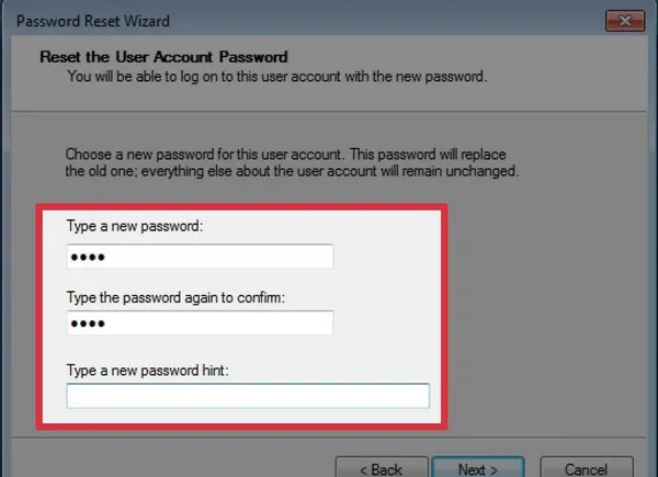 new password